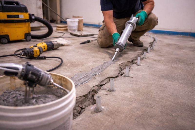 Cracked Basement Floor Repair in Paramus, NJ