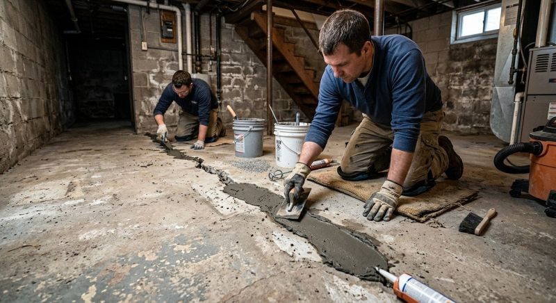 Cracked Basement Floor Repair in Paramus, NJ